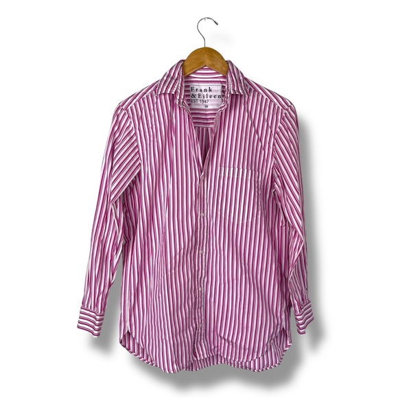 Frank & Eileen Shirt Women’s Joedy 100% Cotton Stripe XS Italy Made Oversized - Picture 6 of 11